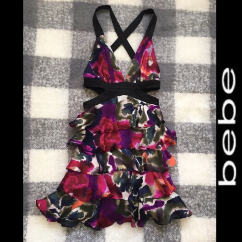 Bebe Cutout Flirty Tiered Dress